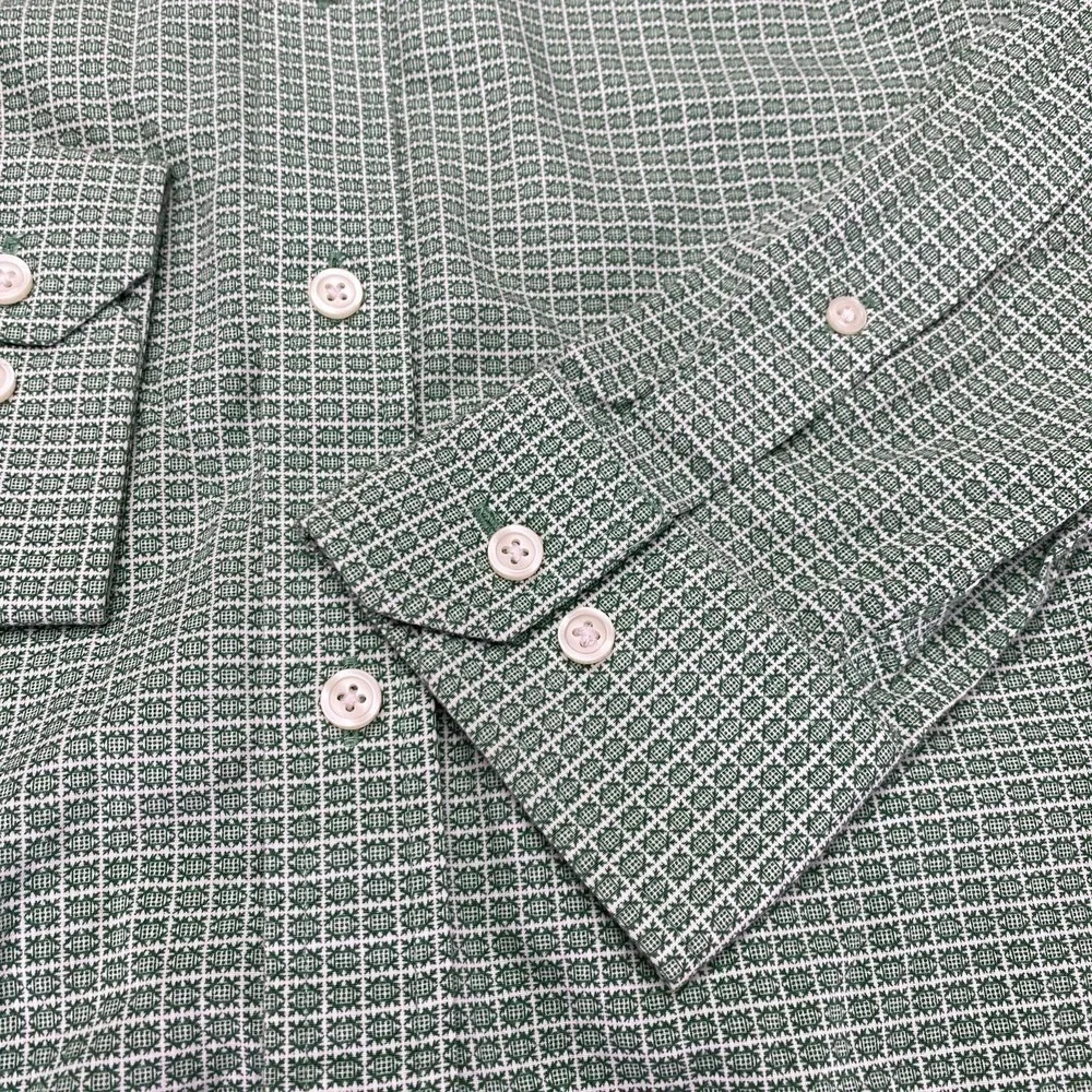 Banana Republic Shirt Mens Medium Green Non Iron‎ Tailored Slim Dress Geometric